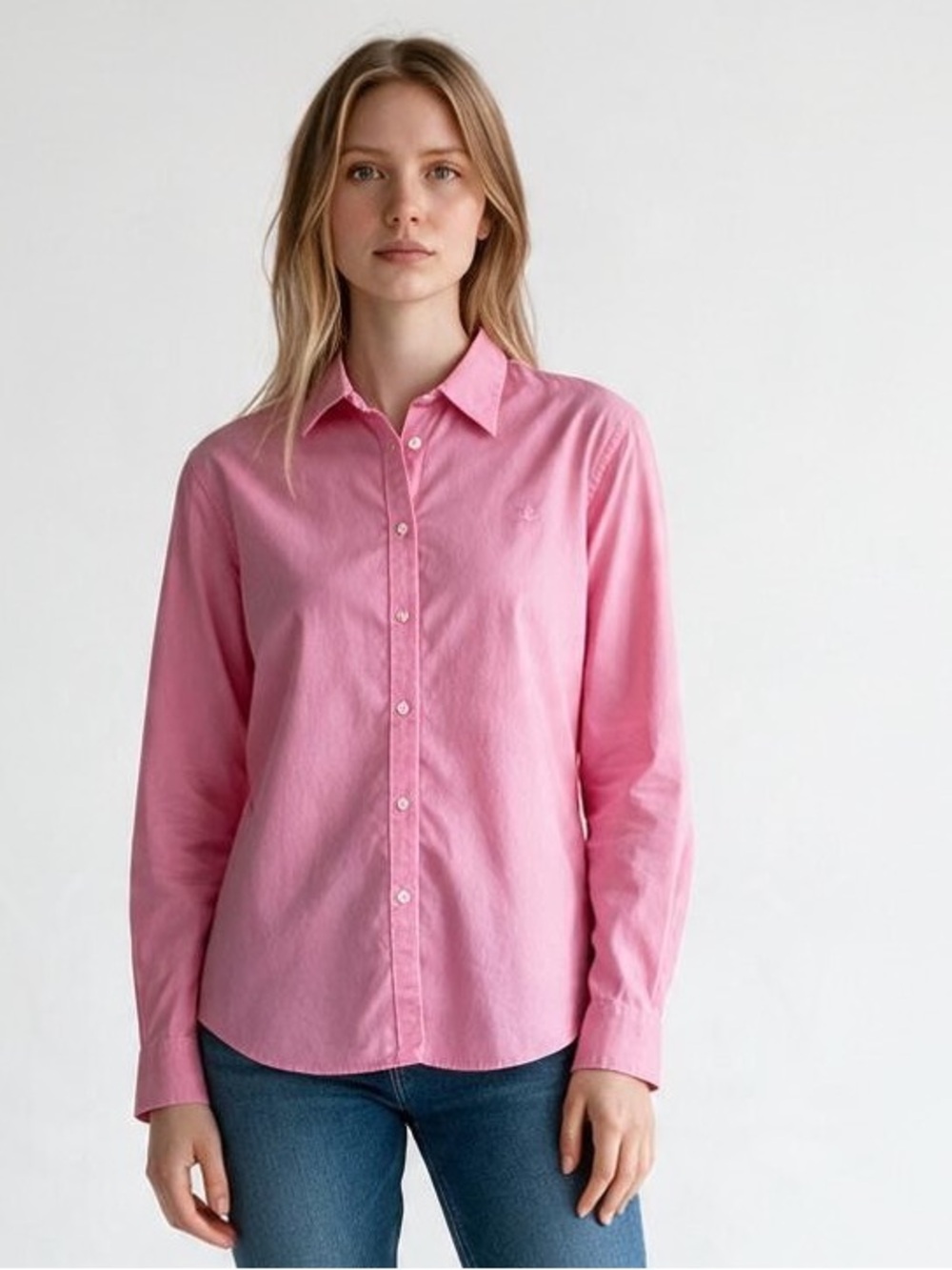 Ralph Lauren Women's Pink Button-Down Shirt XL Non Iron Preppy Collar L/S